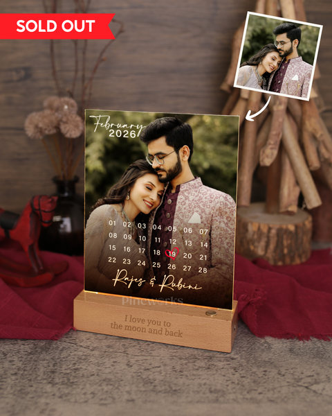 [SOLD OUT] Wireless Calendar Maple Wooden LED Night Lamp (Full Color)