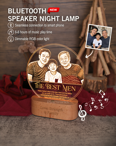 NEW! Round Wood Bluetooth Speaker Acrylic RGB LED Night Lamp