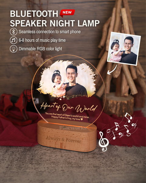NEW! Wood Bluetooth Speaker Acrylic RGB LED Night Lamp (Full Color)
