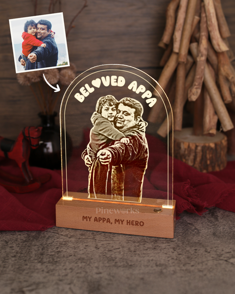 Wireless Arch Maple Wooden Photo LED Night Lamp