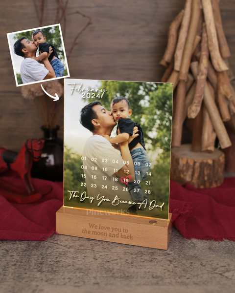 Wireless Calendar Maple Wooden LED Night Lamp (Full Color)