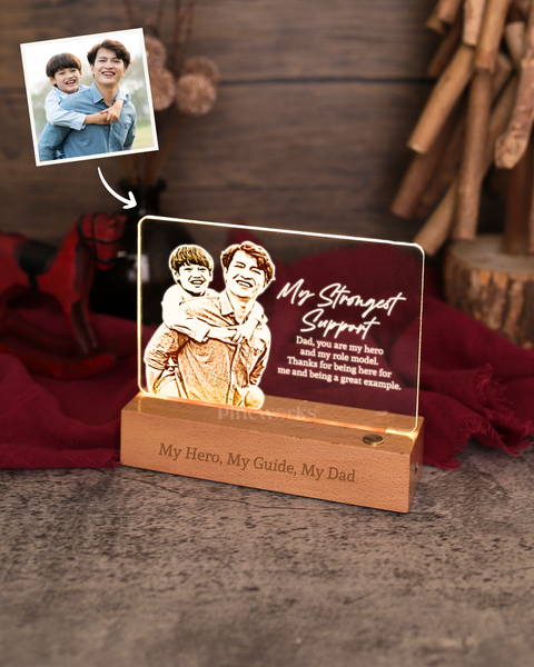 Wireless Maple Wooden Photo Plaque LED Night Lamp