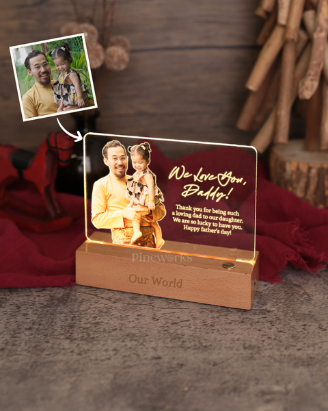 Wireless Maple Wooden Photo Plaque LED Night Lamp (Full Color)
