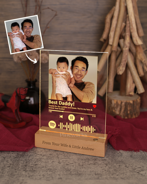 Wireless Spotify Maple Wooden LED Night Lamp (Full Color)