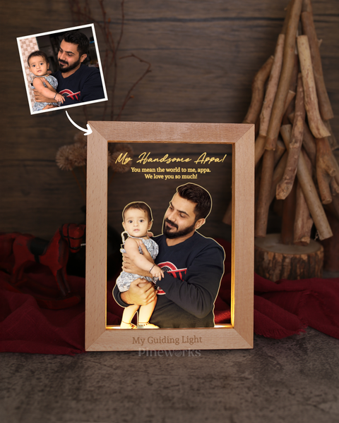 Maple Wooden Photo Frame LED Night Lamp (Full Color)