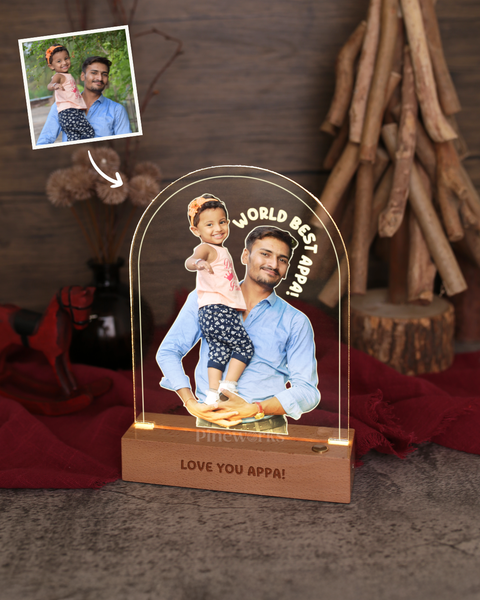 Wireless Arch Maple Wooden Photo LED Night Lamp (Full Color)