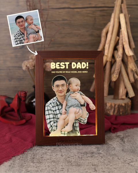 [SOLD OUT] Mahogany Wooden Photo Frame LED Night Lamp (Full Color)