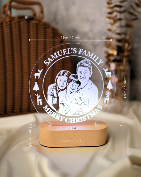 Round Maple Wooden Plaque LED Night Lamp (RGB)