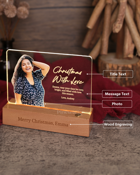 Wireless Maple Wooden Photo Plaque LED Night Lamp (Full Color)