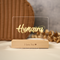 New! Wireless Maple Wooden Name Plaque LED Night Lamp
