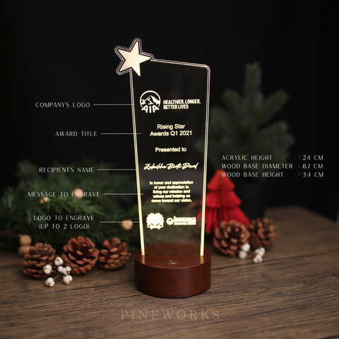 Acrylic LED Awards Plaque - Star