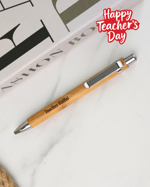 Name Personalised Bamboo Pen with Paper Sleeve