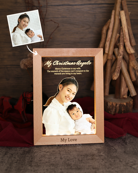 Maple Wooden Photo Frame LED Night Lamp (Full Color)