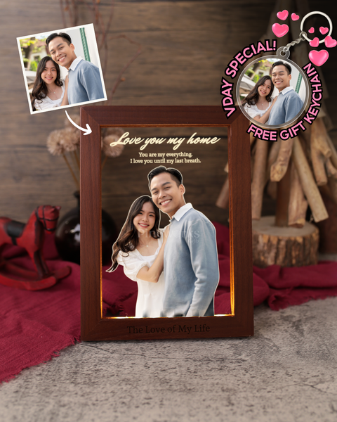 Mahogany Wooden Photo Frame LED Night Lamp (Full Color)