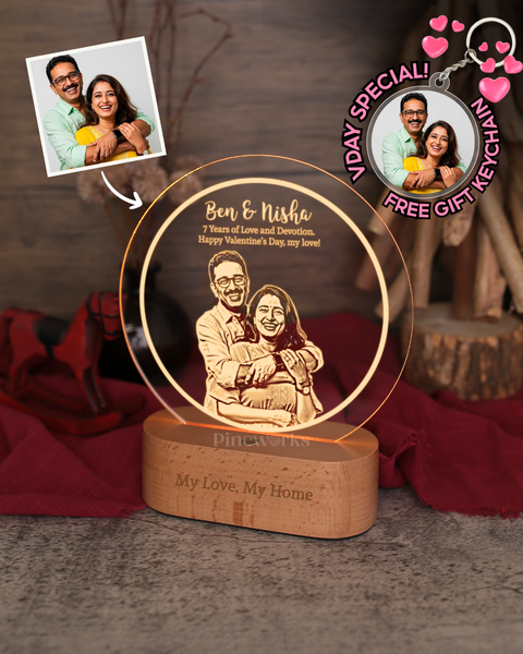 Round Maple Wooden Plaque LED Night Lamp (RGB)