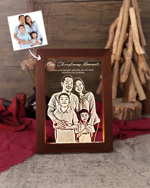 Mahogany Wooden Photo Frame LED Night Lamp